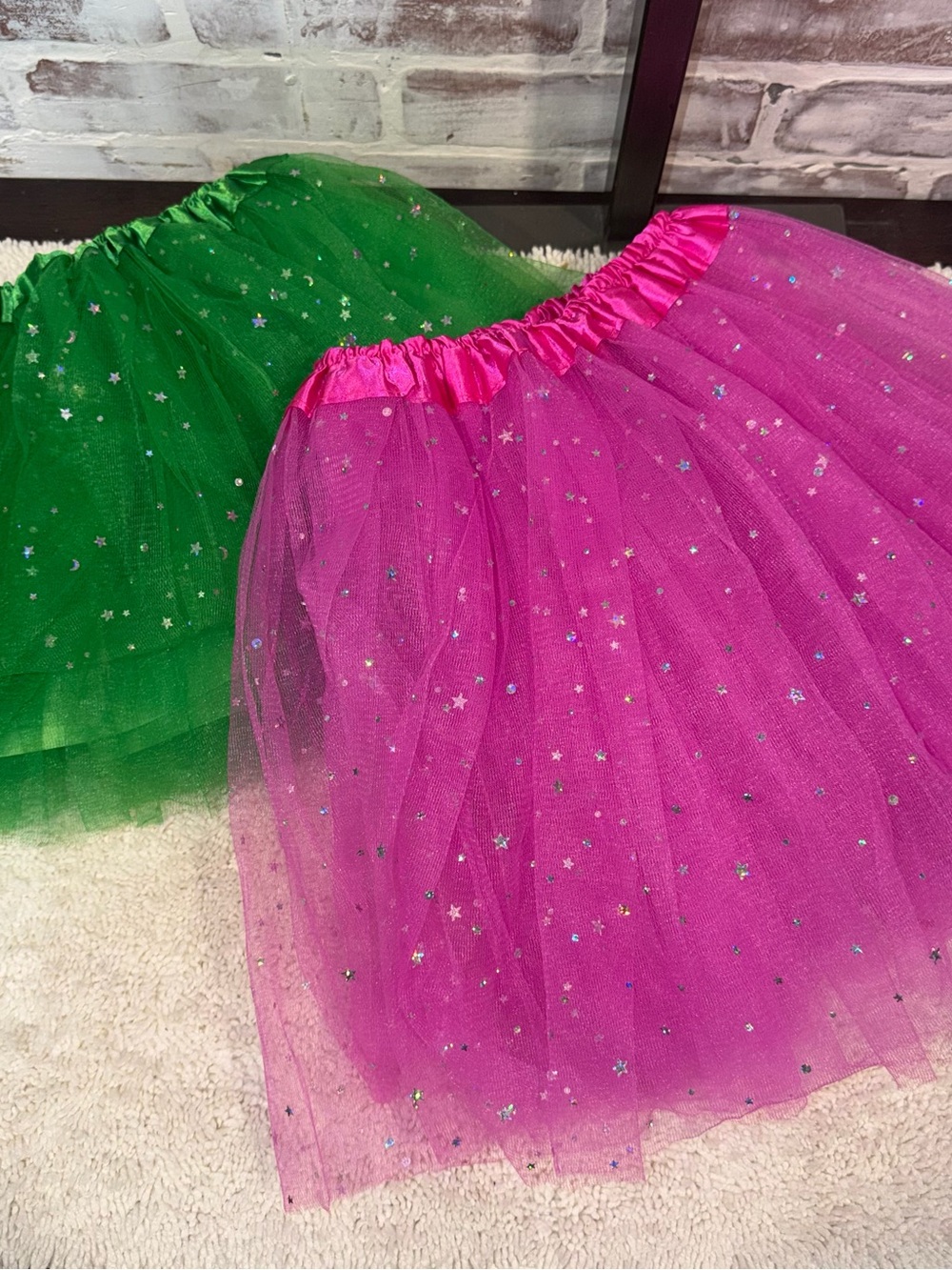 Pink and Green Star Tulle Skirts bundle youth 4/8